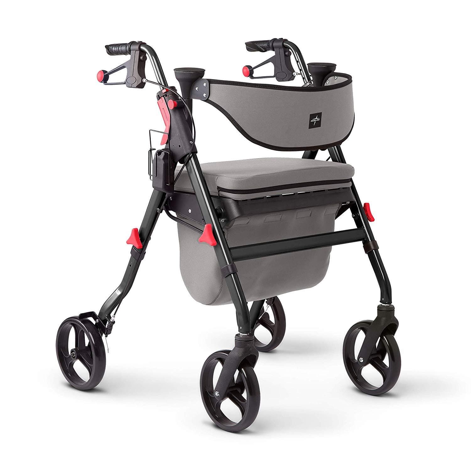 Medline Premium Empower Rollator Walker with Microban Antimicrobial Protection, Seat, Comfort Handles and Thick Backrest - Senior.com Rollators